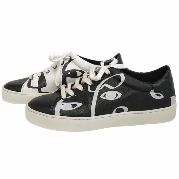 𝅺SCOLOCO BY CELIA WIDEMANN ARTELOCO BLACK WHITE GRAPHIC UNISEX LACE UP SNEAKERS - Picture 1 of 12